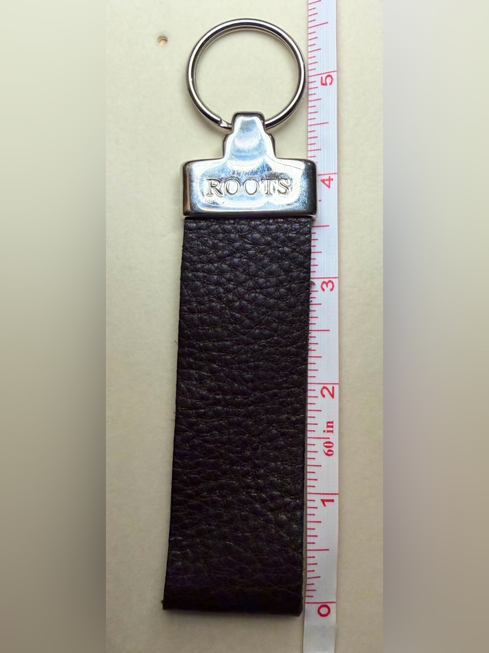 Roots Brown Leather Key Fob with Silver Hardware - Picture 6 of 6